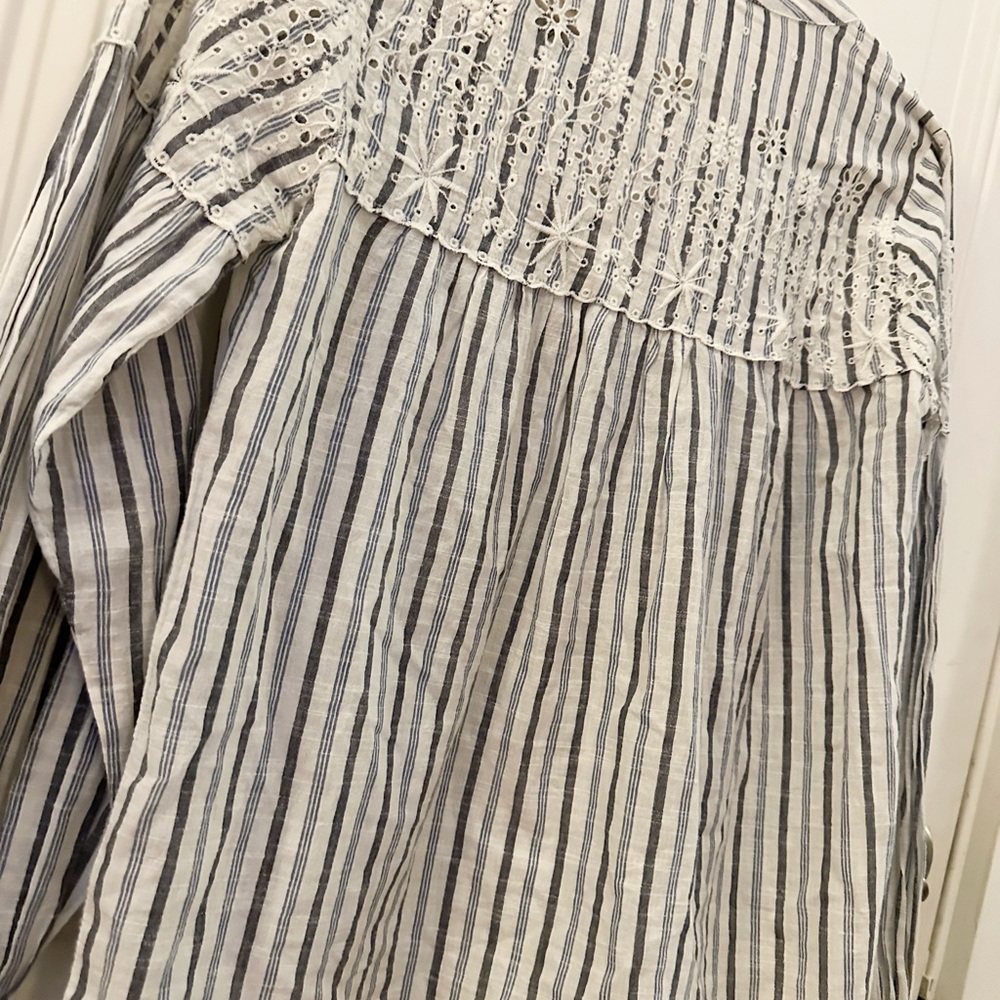 LoveShackFancy Peasant Blouse Striped w/ Pompoms XS - Picture 8 of 11